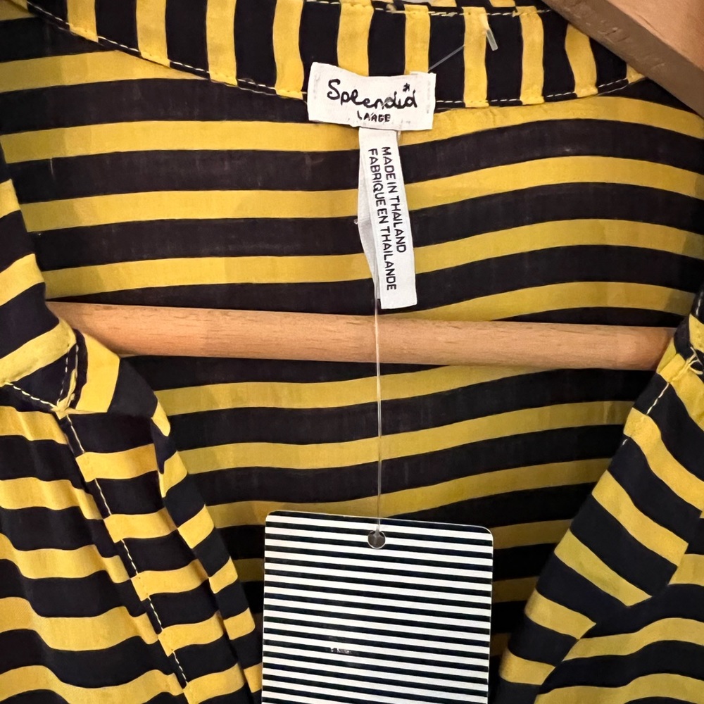 NWT navy & yellow stripe blouse
